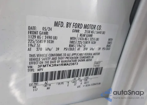 2024 Ford Mustang Mach-E Premium from USA, damaged, VIN 3FMTK3R41RMA23873